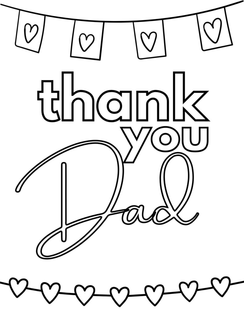 Thank you dad banner with hearts.