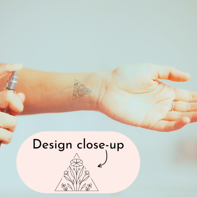 Triangle garden tattoo on wrist.