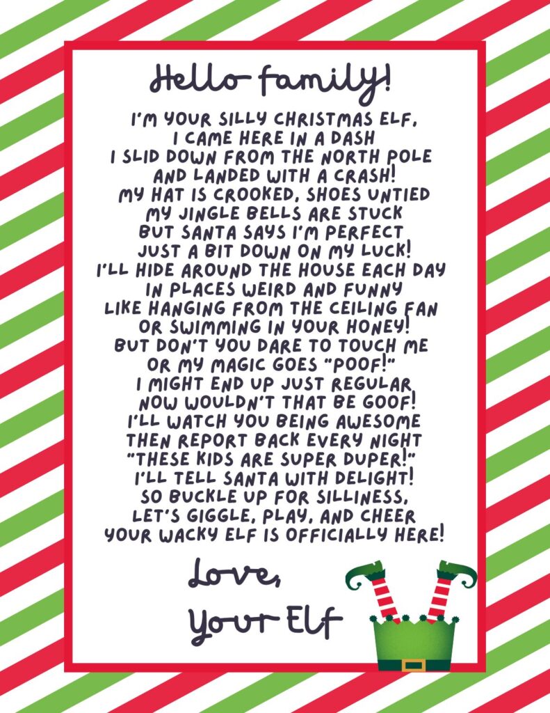 elf on the shelf arrival letter