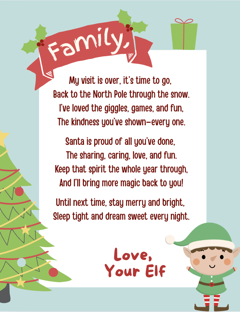5 Elf on the Shelf Goodbye Letters